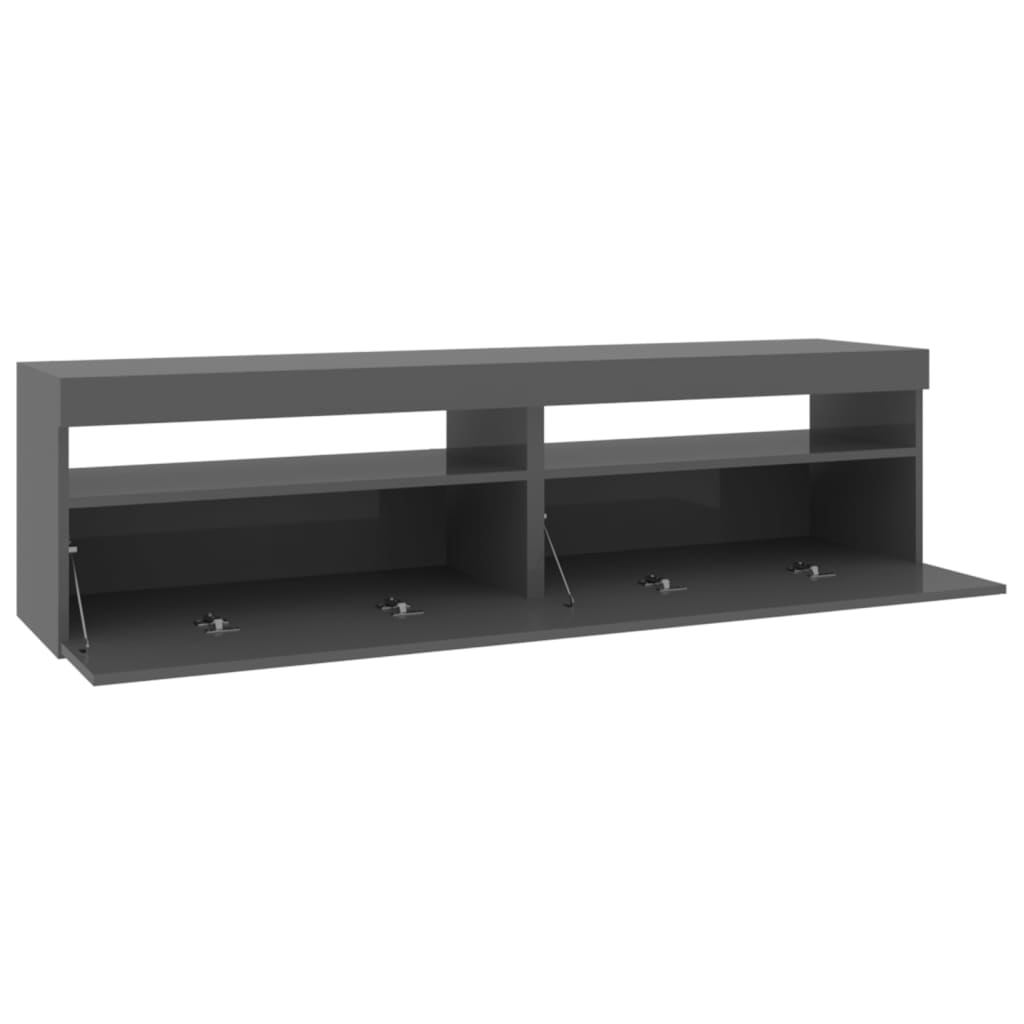 TV-Schränke 2 Stk. mit LED-Leuchten Hochglanz-Grau 75x35x40 cm