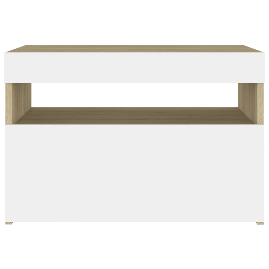 TV-Schränke LED-Leuchten 2 Stk. Weiß Sonoma-Eiche 60x35x40 cm