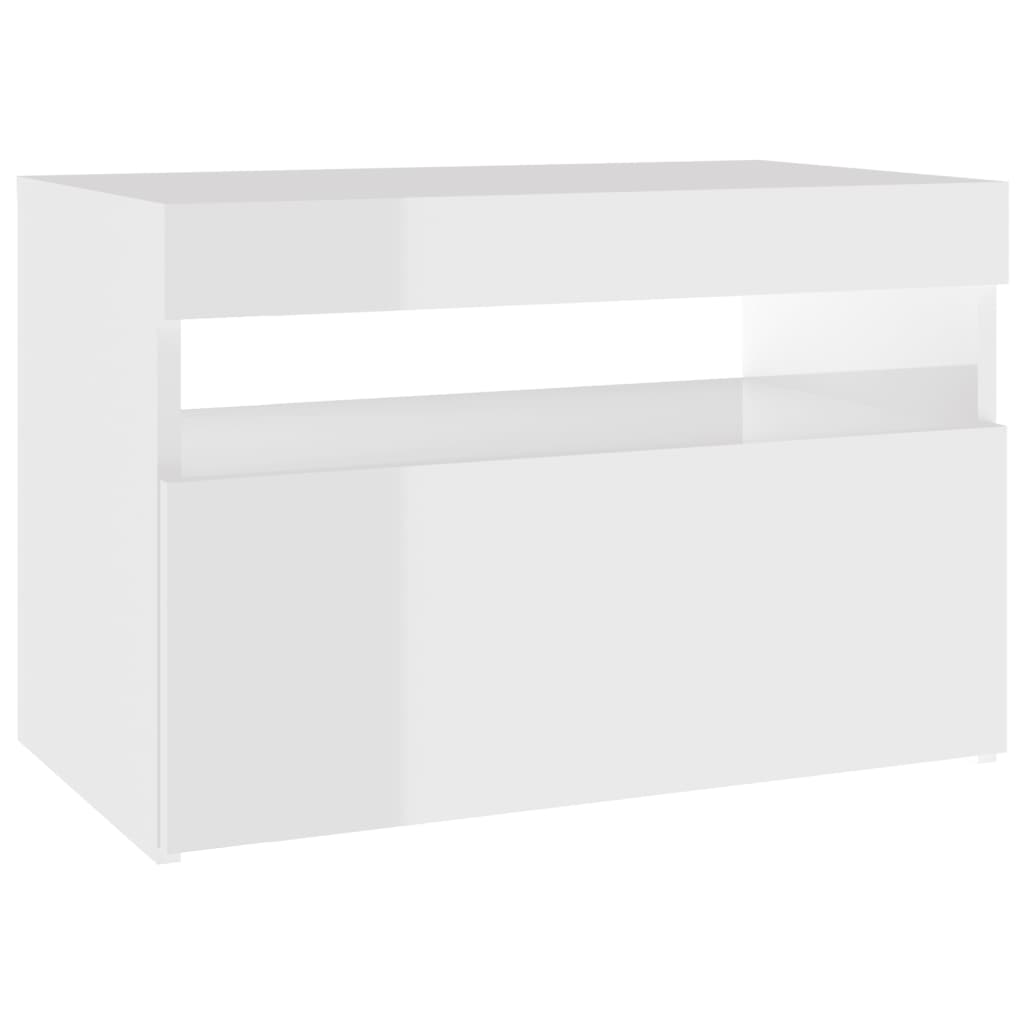 TV-Schränke mit LED-Leuchten 2 Stk. Hochglanz-Weiß 60x35x40 cm