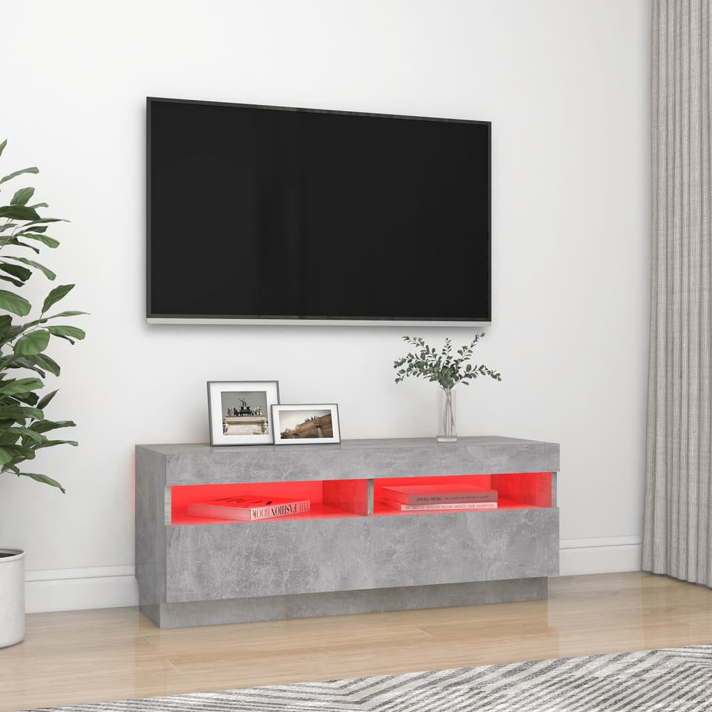 TV-Schrank mit LED-Leuchten Betongrau 100x35x40 cm