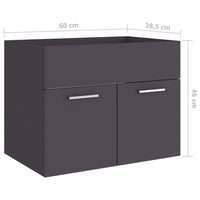 Thumbnail for Waschbeckenunterschrank Grau 60x38,5x46 cm Holzwerkstoff
