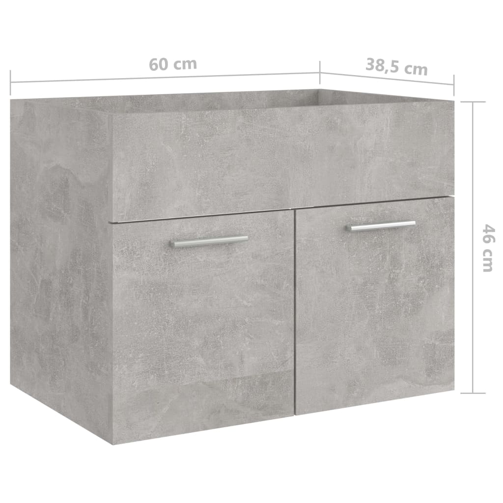 Waschbeckenunterschrank Betongrau 60x38,5x46 cm Holzwerkstoff