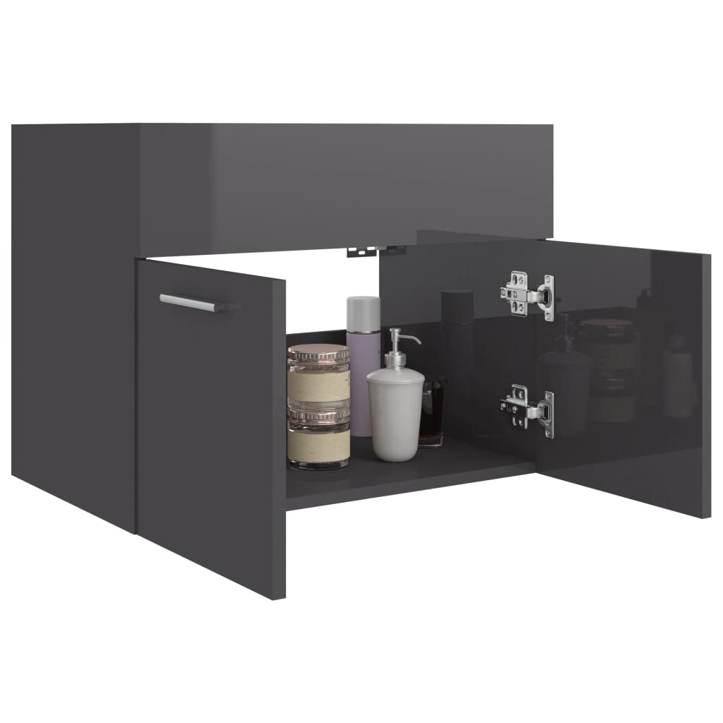 Waschbeckenunterschrank Hochglanz-Grau 60x38,5x46cm