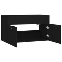 Thumbnail for Waschbeckenunterschrank Schwarz 80x38,5x46 cm Holzwerkstoff