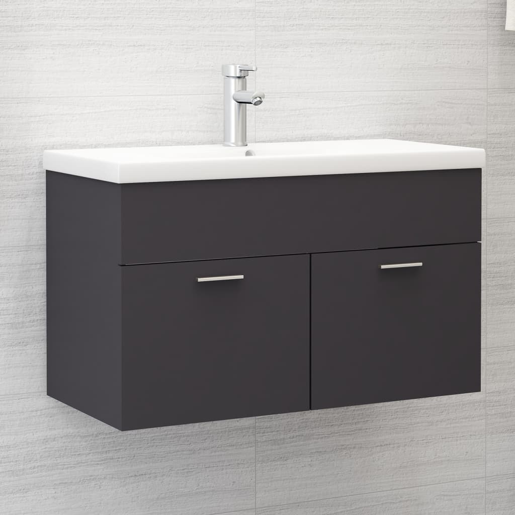 Waschbeckenunterschrank Grau 80x38,5x46 cm Holzwerkstoff