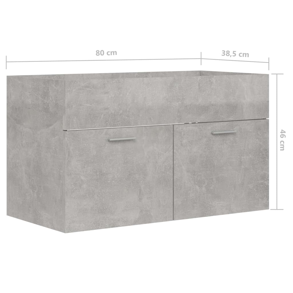 Waschbeckenunterschrank Betongrau 80x38,5x46 cm Holzwerkstoff
