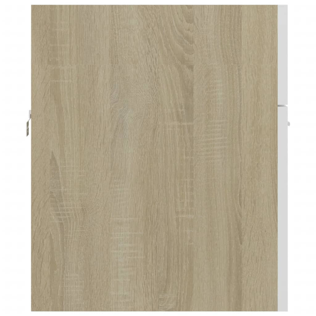 Waschbeckenunterschrank Weiß Sonoma-Eiche 80x38,5x46 cm