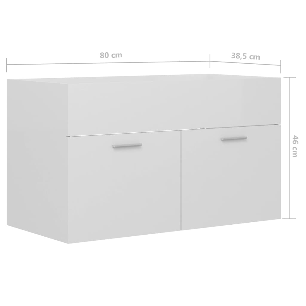 Waschbeckenunterschrank Hochglanz-Weiß 80x38,5x46cm