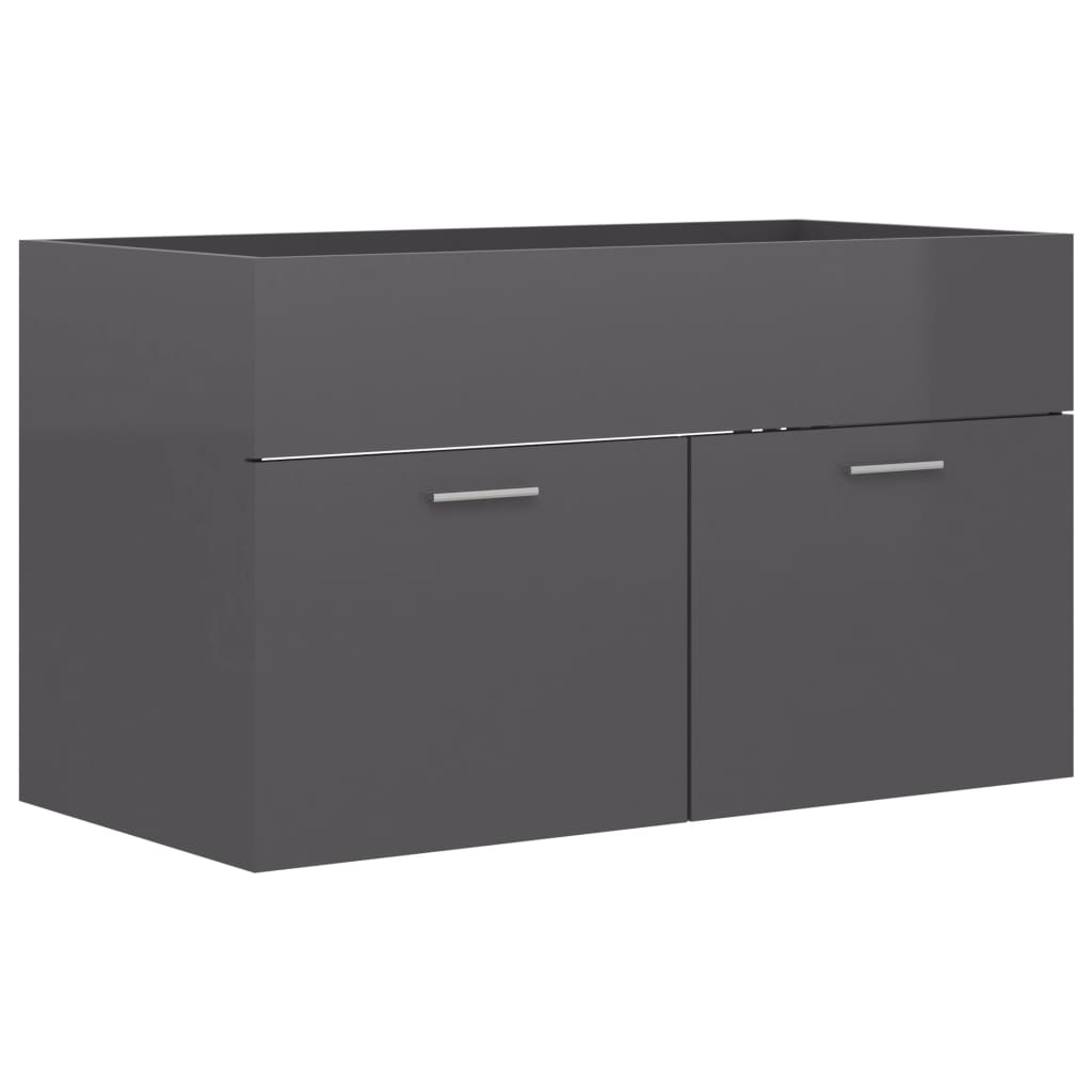 Waschbeckenunterschrank Hochglanz-Grau 80x38,5x46cm