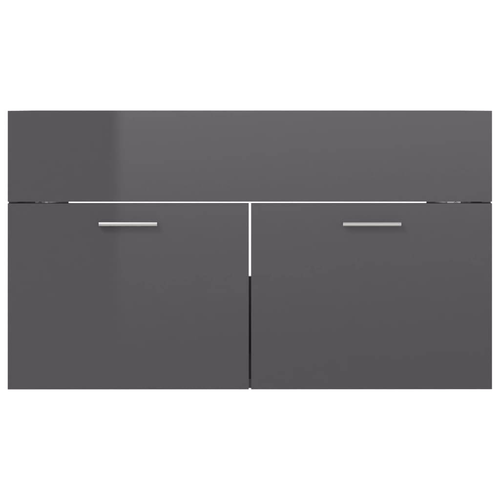 Waschbeckenunterschrank Hochglanz-Grau 80x38,5x46cm