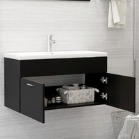 Thumbnail for Waschbeckenunterschrank Schwarz 90x38,5x46 cm Holzwerkstoff