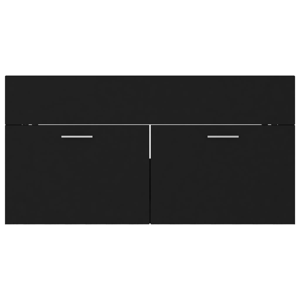 Waschbeckenunterschrank Schwarz 90x38,5x46 cm Holzwerkstoff