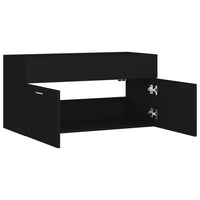 Thumbnail for Waschbeckenunterschrank Schwarz 90x38,5x46 cm Holzwerkstoff