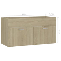 Thumbnail for Waschbeckenunterschrank Sonoma-Eiche 90x38,5x46cm Holzwerkstoff