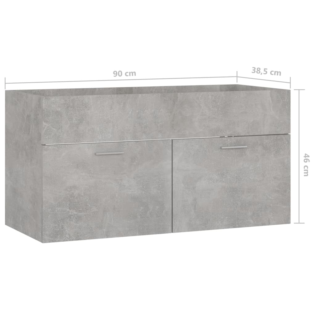 Waschbeckenunterschrank Betongrau 90x38,5x46 cm Holzwerkstoff