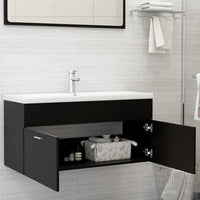 Thumbnail for Waschbeckenunterschrank Schwarz 100x38,5x46 cm Holzwerkstoff