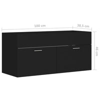 Thumbnail for Waschbeckenunterschrank Schwarz 100x38,5x46 cm Holzwerkstoff