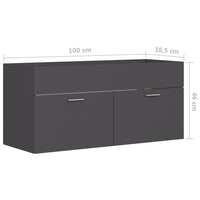 Thumbnail for Waschbeckenunterschrank Grau 100x38,5x46 cm Holzwerkstoff