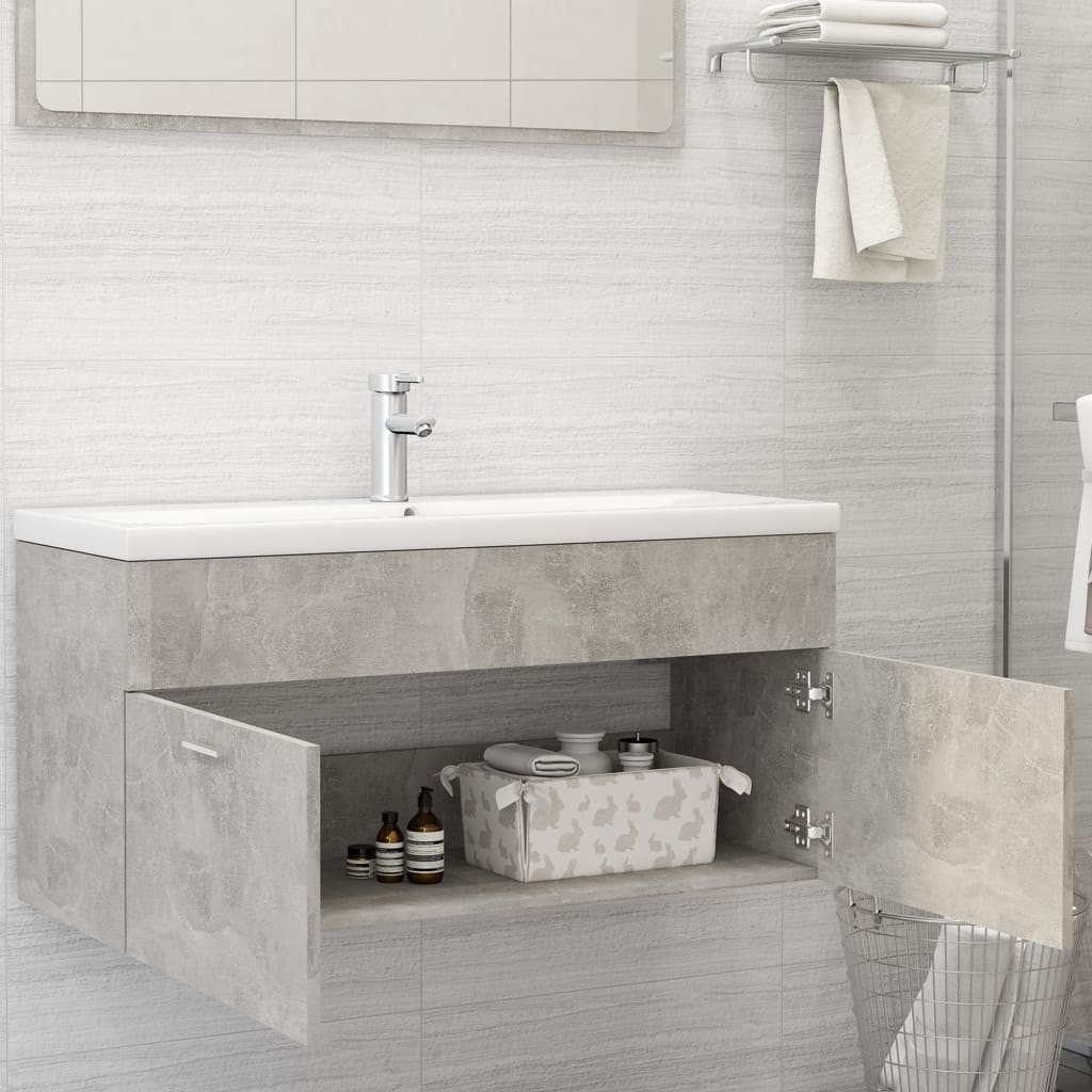 Waschbeckenunterschrank Betongrau 100x38,5x46 cm Holzwerkstoff