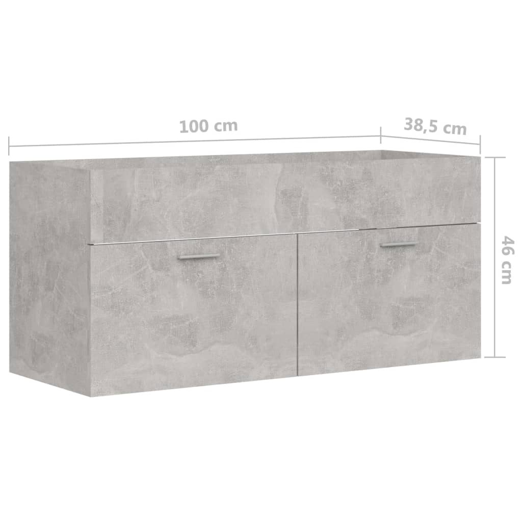 Waschbeckenunterschrank Betongrau 100x38,5x46 cm Holzwerkstoff