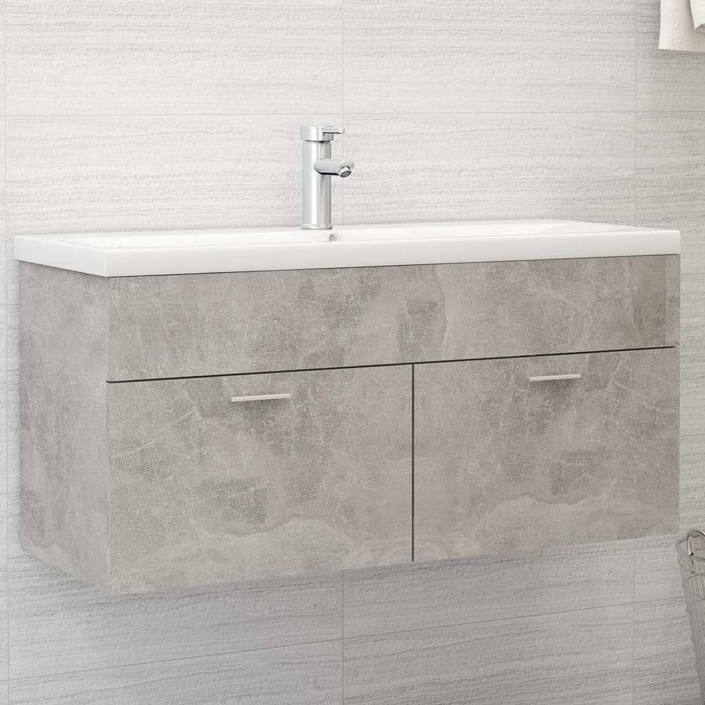 Waschbeckenunterschrank Betongrau 100x38,5x46 cm Holzwerkstoff