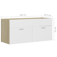 Thumbnail for Waschbeckenunterschrank Weiß Sonoma-Eiche 100x38,5x46 cm