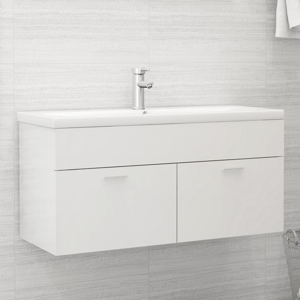 Waschbeckenunterschrank Hochglanz-Weiß 100x38,5x46 cm