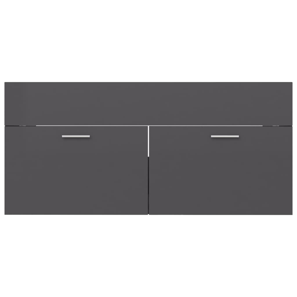 Waschbeckenunterschrank Hochglanz-Grau 100x38,5x46 cm