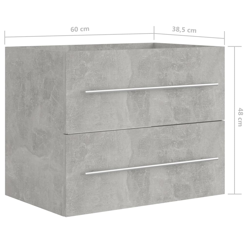 Waschbeckenunterschrank Betongrau 60x38,5x48 cm Holzwerkstoff