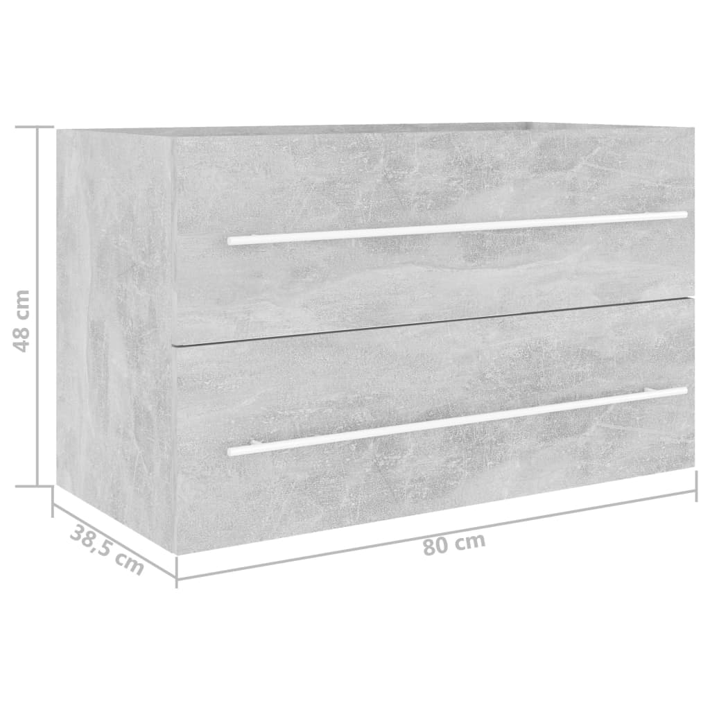 Waschbeckenunterschrank Betongrau 80x38,5x48 cm Holzwerkstoff