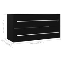 Thumbnail for Waschbeckenunterschrank Schwarz 100x38,5x48 cm Holzwerkstoff
