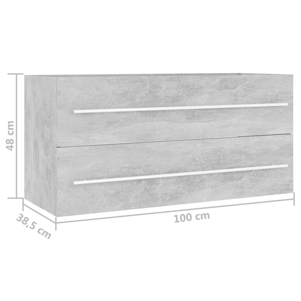 Waschbeckenunterschrank Betongrau 100x38,5x48 cm Holzwerkstoff