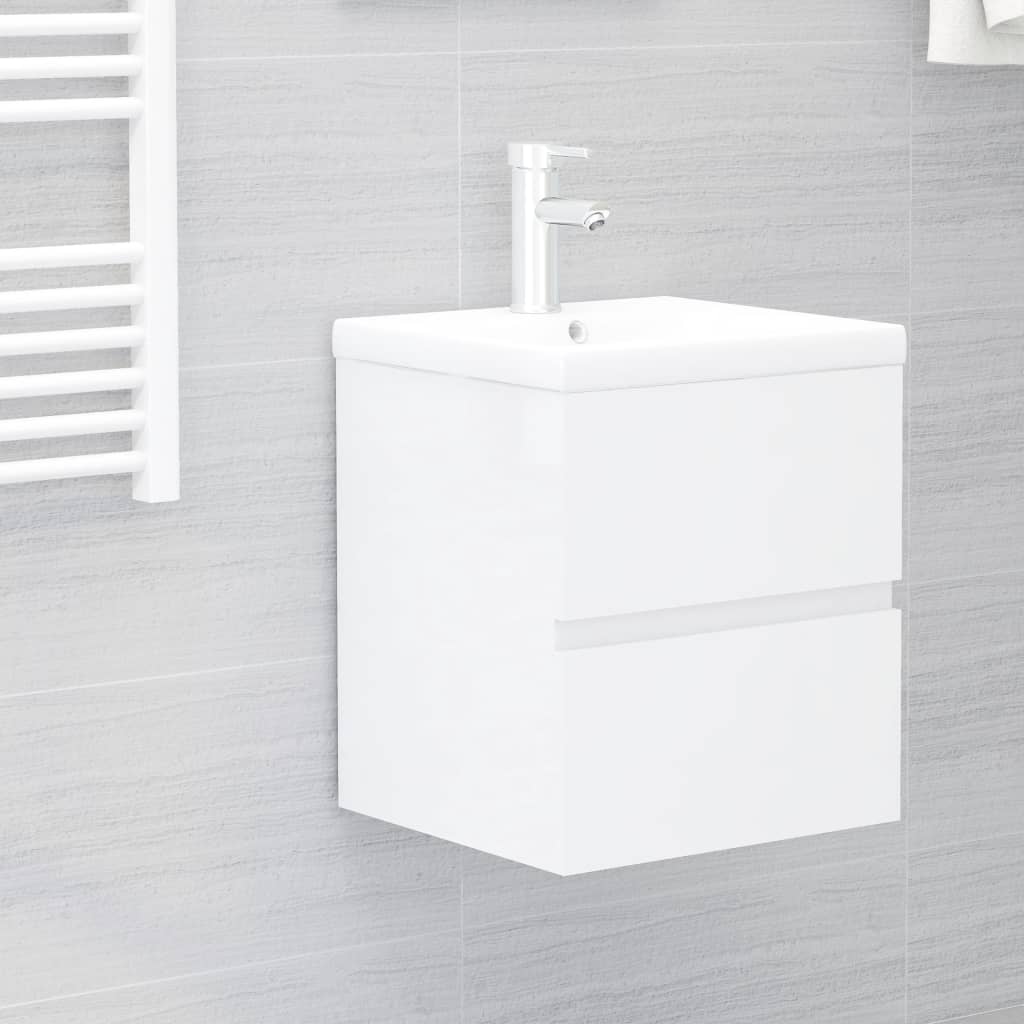 Waschbeckenunterschrank Hochglanz-Weiß 41x38,5x45 cm Spanplatte