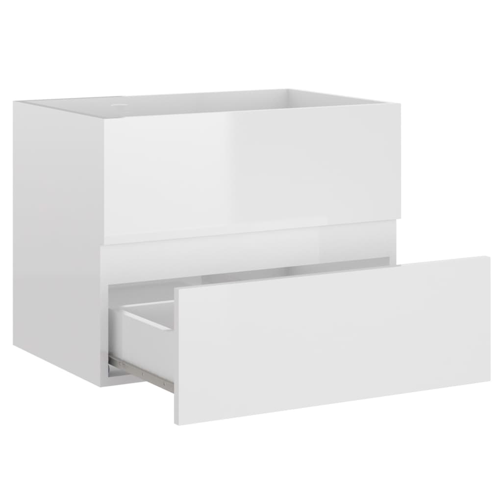 Waschbeckenunterschrank Hochglanz-Weiß 60x38,5x45 cm Spanplatte