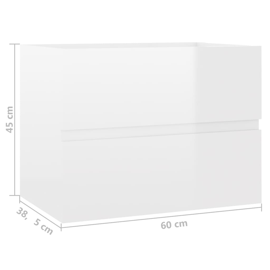 Waschbeckenunterschrank Hochglanz-Weiß 60x38,5x45 cm Spanplatte