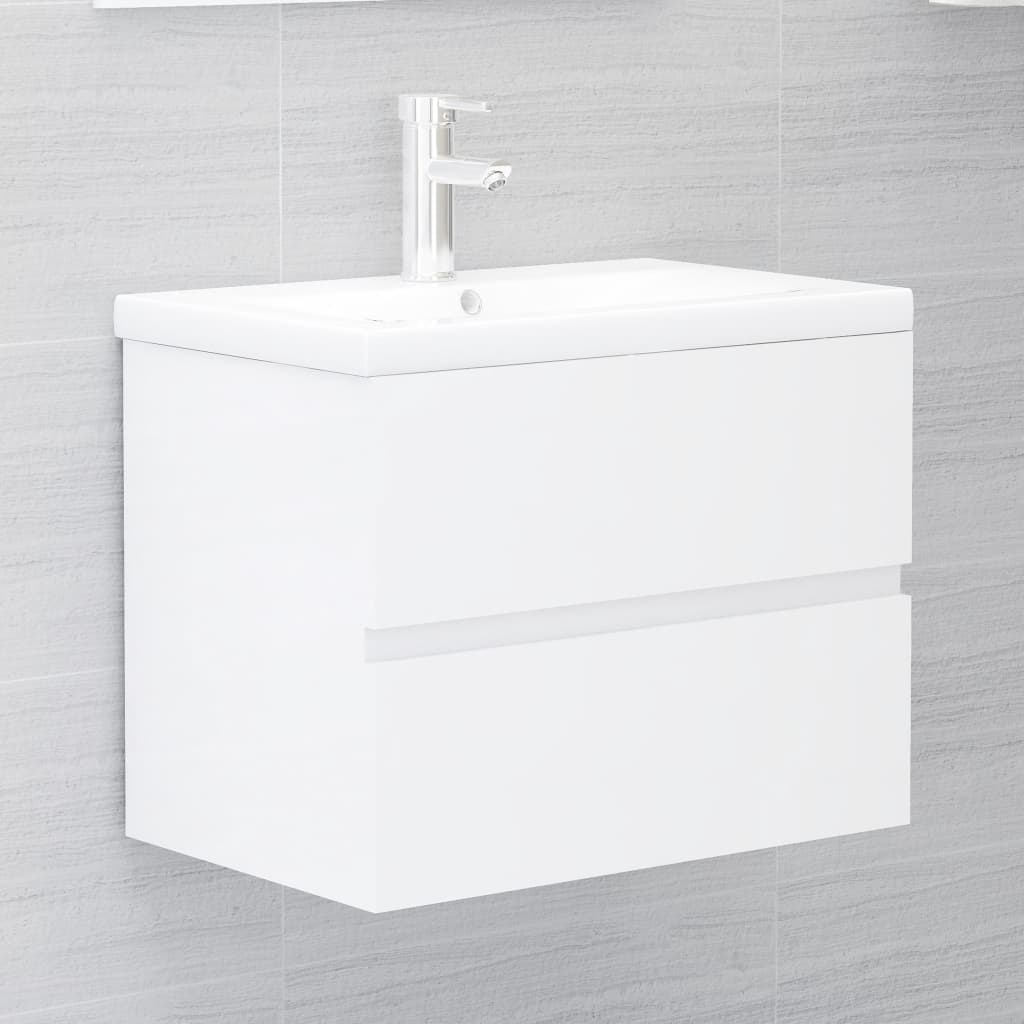 Waschbeckenunterschrank Hochglanz-Weiß 60x38,5x45 cm Spanplatte