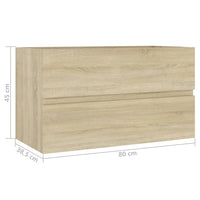 Thumbnail for Waschbeckenunterschrank Sonoma-Eiche 80x38,5x45cm Holzwerkstoff
