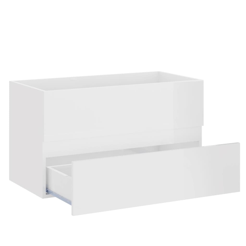 Waschbeckenunterschrank Hochglanz-Weiß 80x38,5x45 cm Spanplatte
