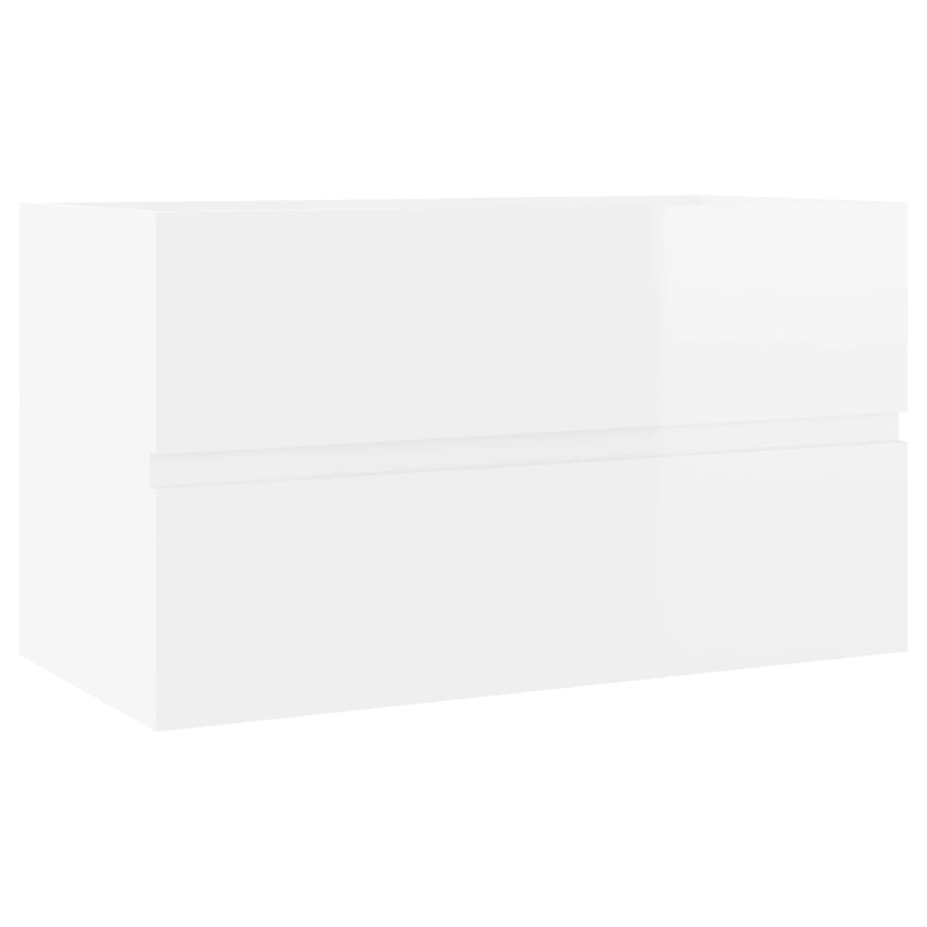 Waschbeckenunterschrank Hochglanz-Weiß 80x38,5x45 cm Spanplatte