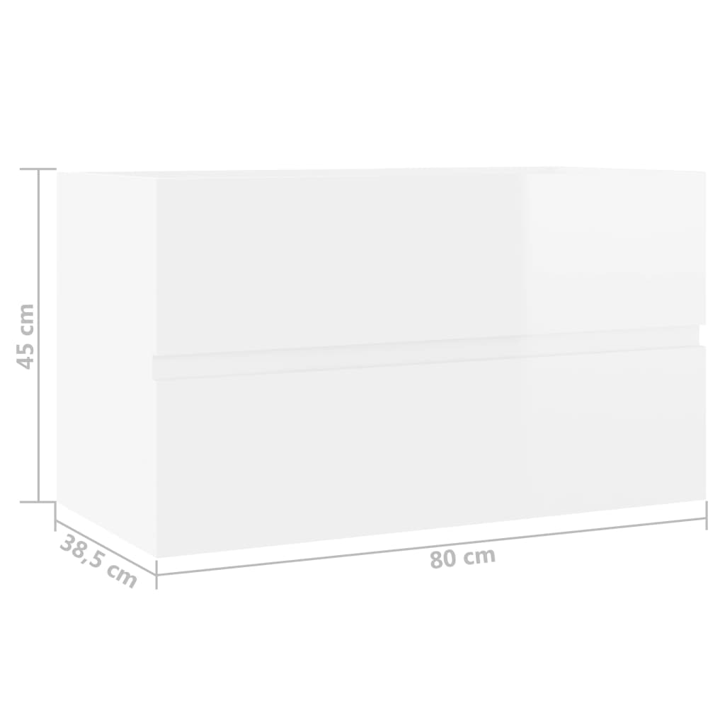 Waschbeckenunterschrank Hochglanz-Weiß 80x38,5x45 cm Spanplatte