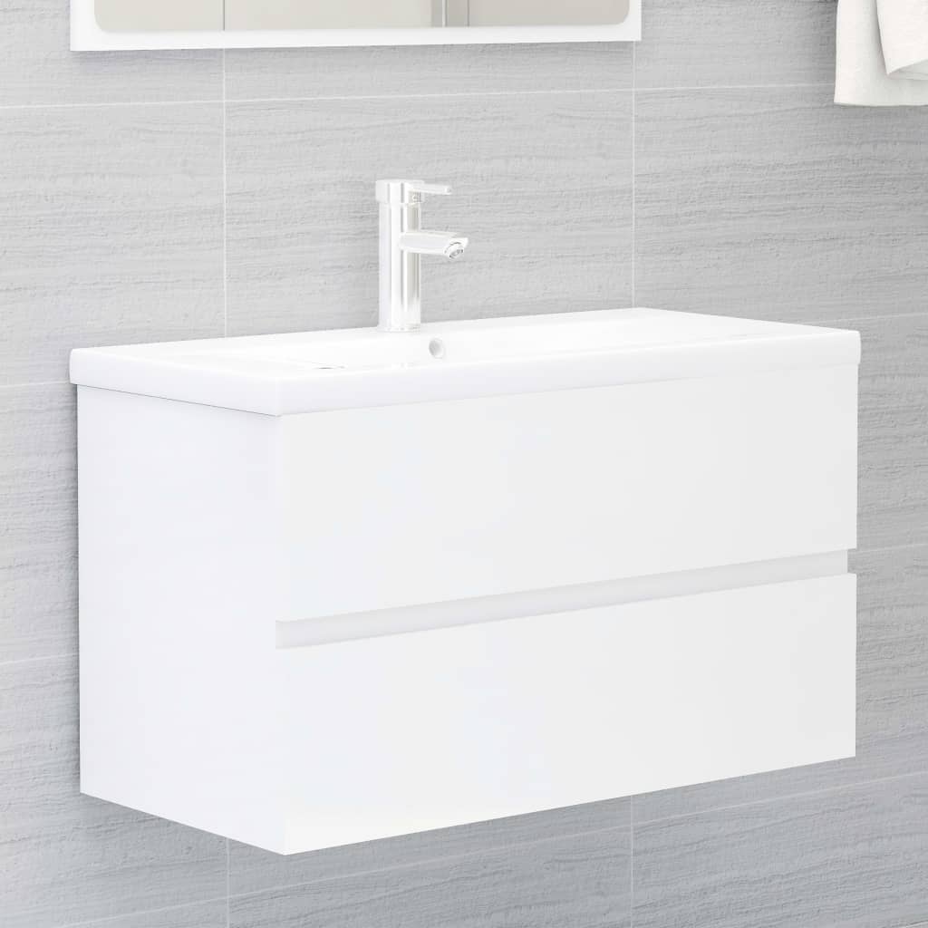 Waschbeckenunterschrank Hochglanz-Weiß 80x38,5x45 cm Spanplatte
