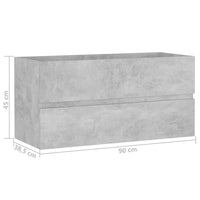 Thumbnail for Waschbeckenunterschrank Betongrau 90x38,5x45 cm Holzwerkstoff