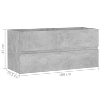 Thumbnail for Waschbeckenunterschrank Betongrau 100x38,5x45 cm Holzwerkstoff