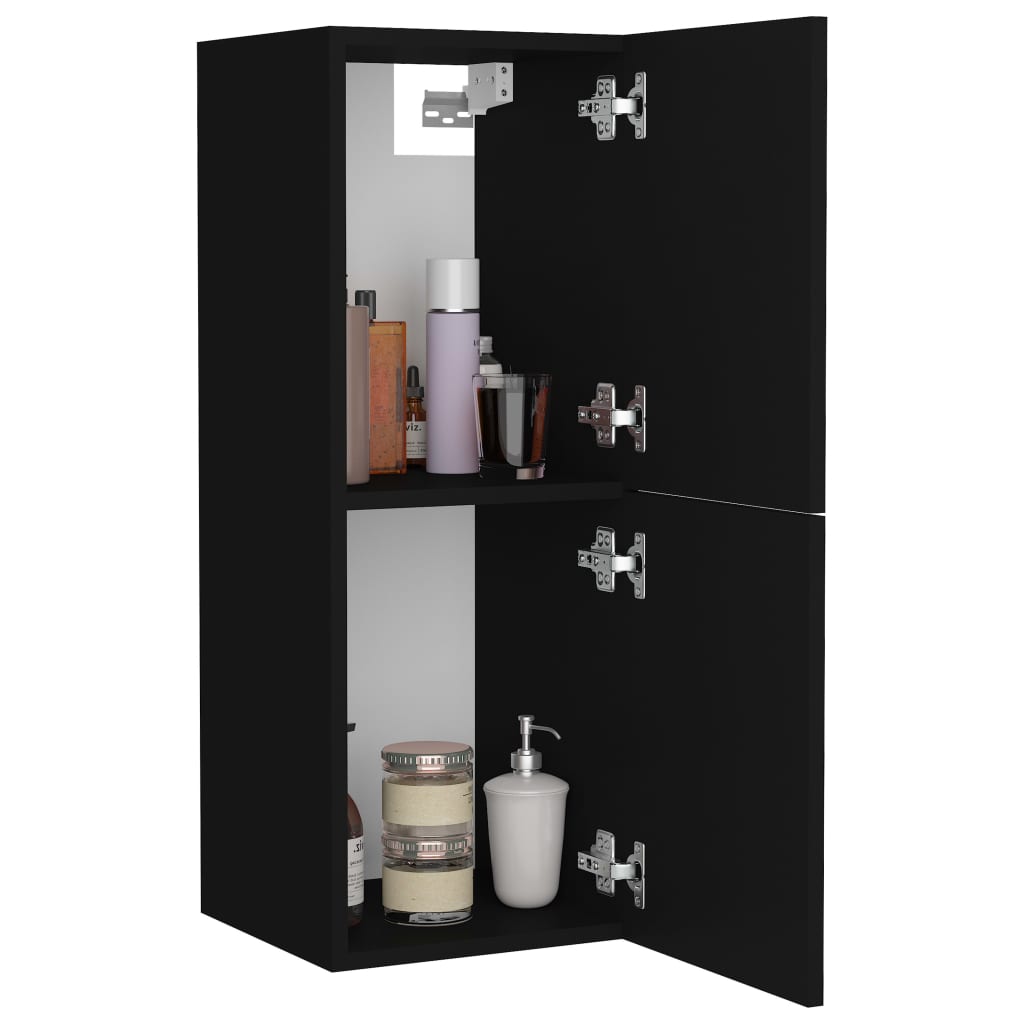 Badezimmerschrank Schwarz 30x30x80 cm Spanplatte