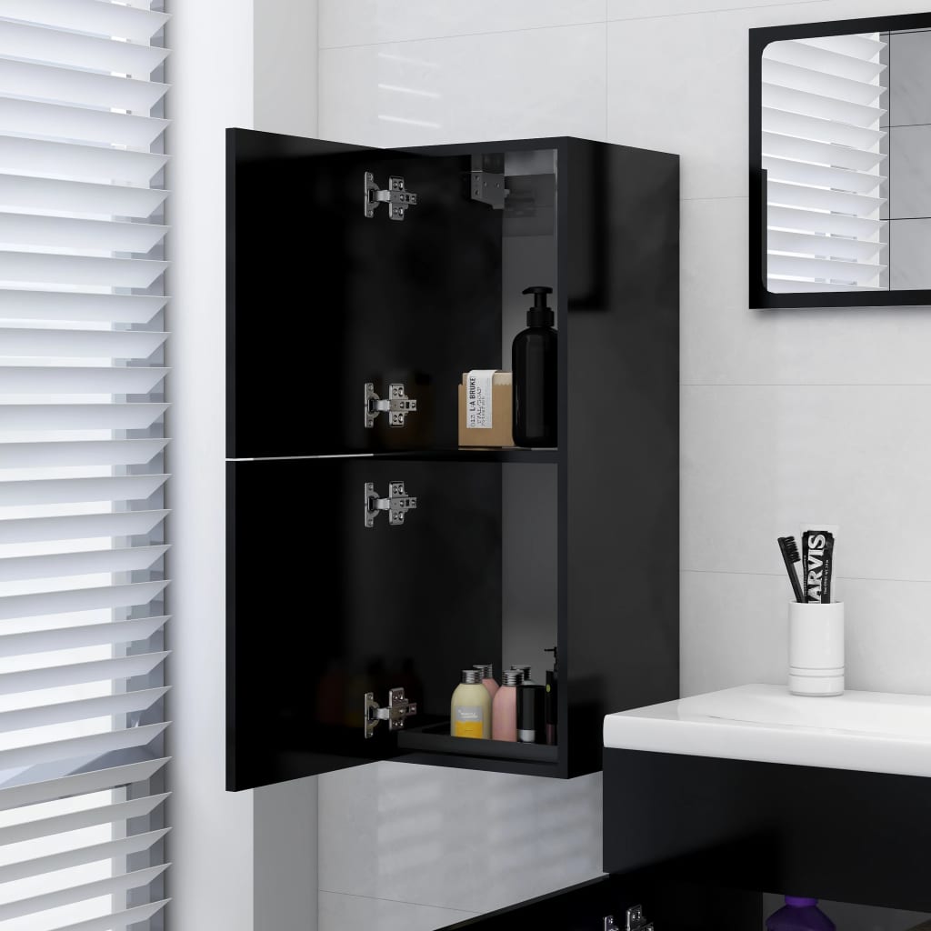 Badezimmerschrank Schwarz 30x30x80 cm Spanplatte