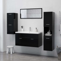 Thumbnail for Badezimmerschrank Schwarz 30x30x130 cm Holzwerkstoff