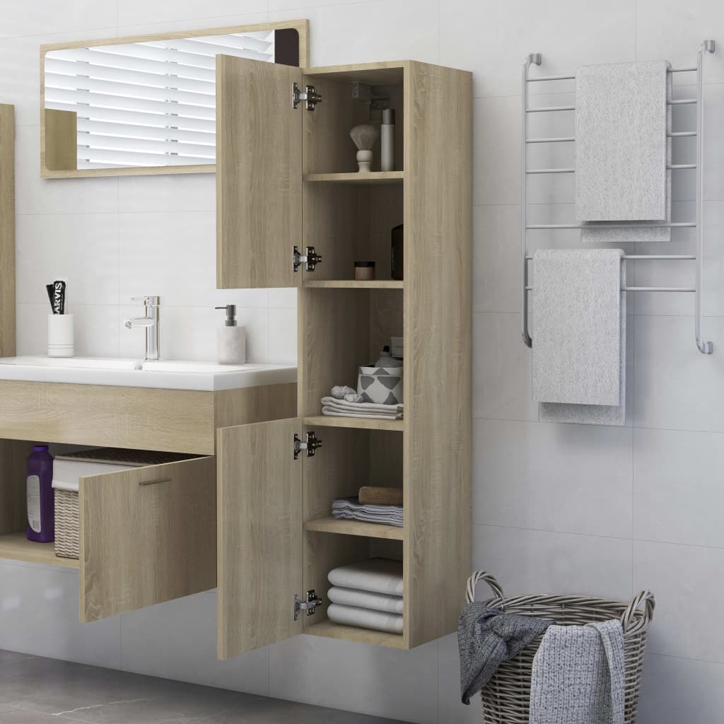 Badezimmerschrank Sonoma-Eiche 30x30x130 cm Holzwerkstoff