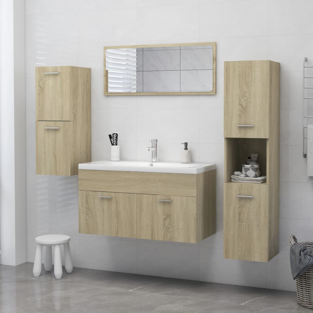 Badezimmerschrank Sonoma-Eiche 30x30x130 cm Holzwerkstoff