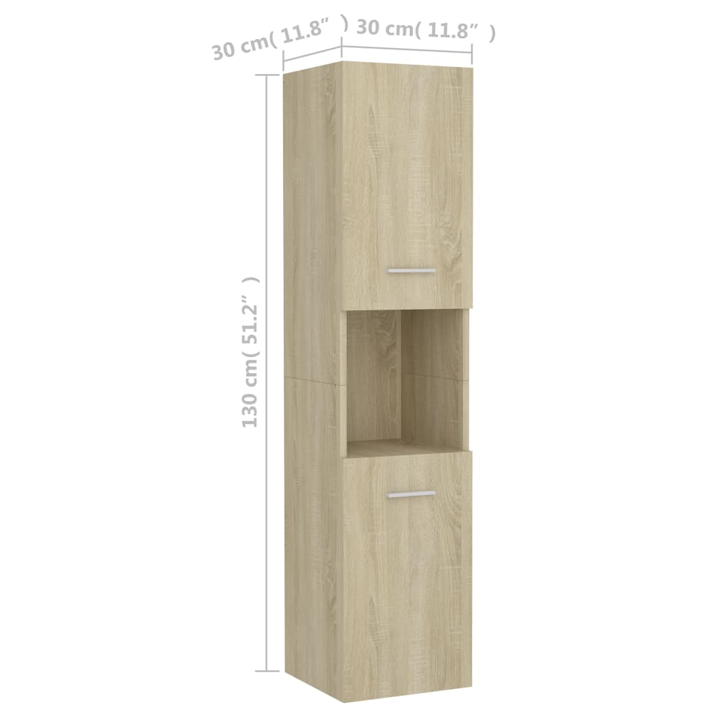 Badezimmerschrank Sonoma-Eiche 30x30x130 cm Holzwerkstoff