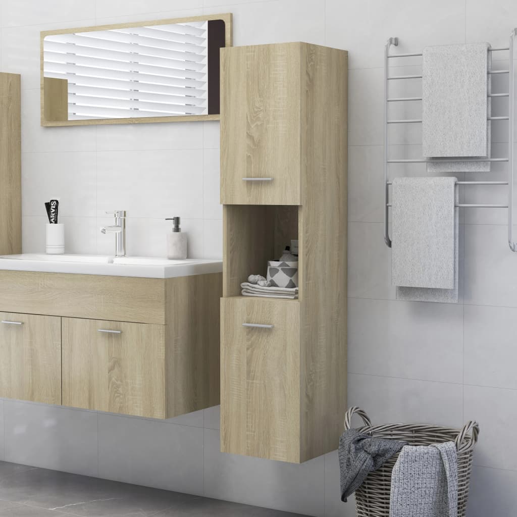 Badezimmerschrank Sonoma-Eiche 30x30x130 cm Holzwerkstoff